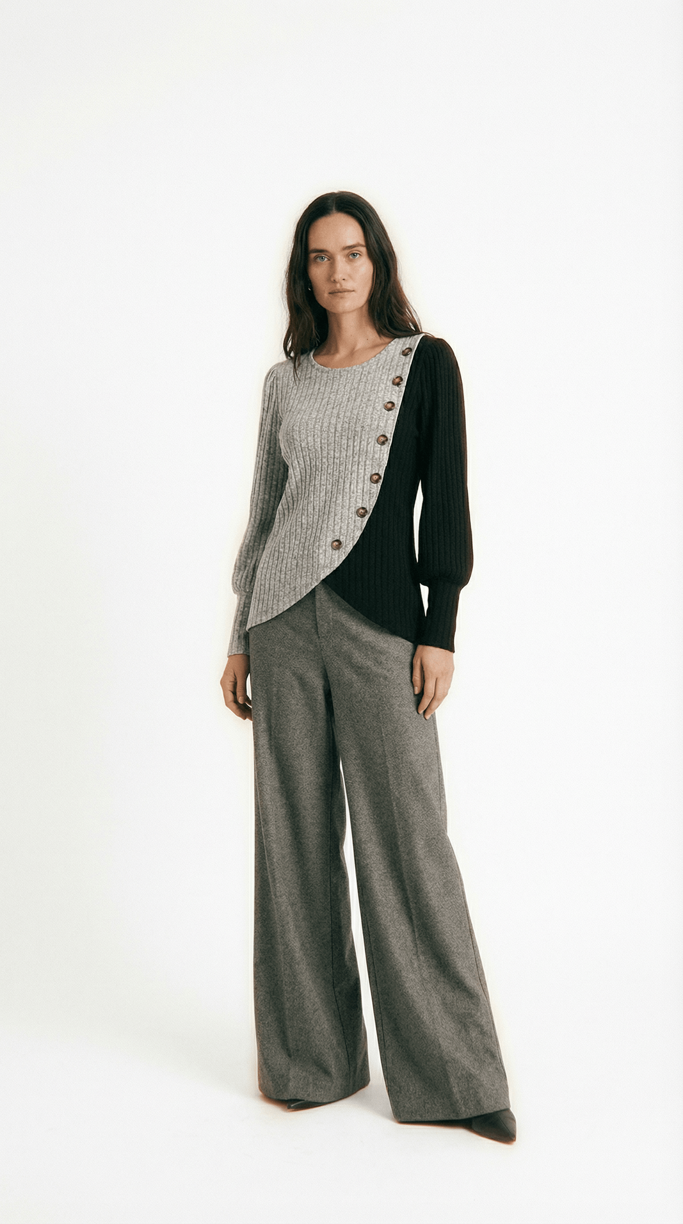 KAIA | PULL À MANCHES LONGUES ÉLÉGANT AVEC BOUTONS