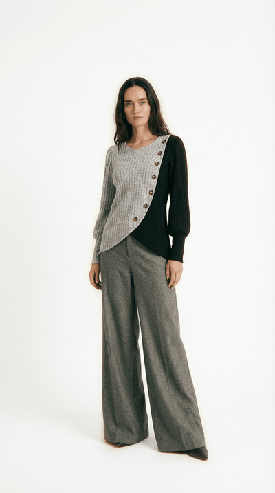 KAIA | PULL À MANCHES LONGUES ÉLÉGANT AVEC BOUTONS