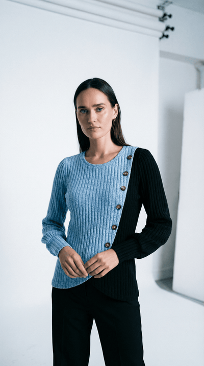 KAIA | PULL À MANCHES LONGUES ÉLÉGANT AVEC BOUTONS