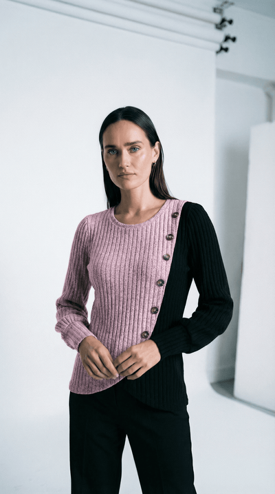 KAIA | PULL À MANCHES LONGUES ÉLÉGANT AVEC BOUTONS